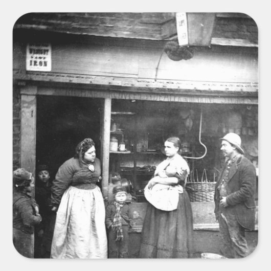 Street scene in Victoriaans Londen Vierkante Sticker (Voorkant)