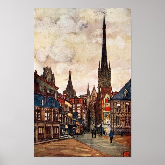  Street Scene Rouen France Medieval Poster (Voorkant)