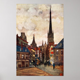 Street Scene Rouen France Medieval Poster