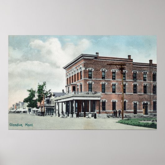 Street SceneGlendive, MT Poster (Voorkant)