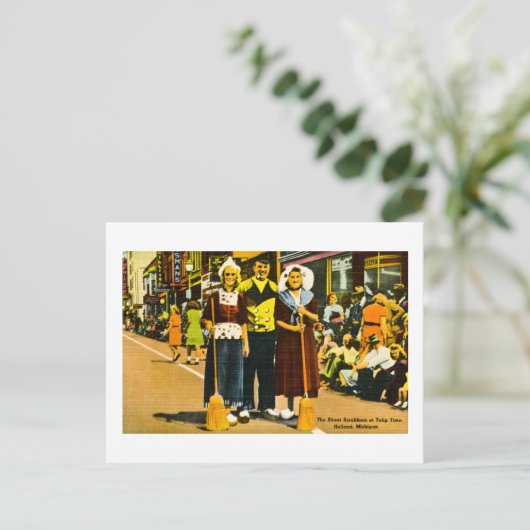 Street Scrubbers op het Tulip Festival, Holland, M Briefkaart (Staand voorkant)