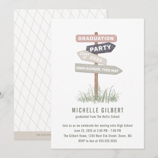 Street Sign 8th Grade Gradution Party Invitation Kaart (Voorkant / Achterkant)