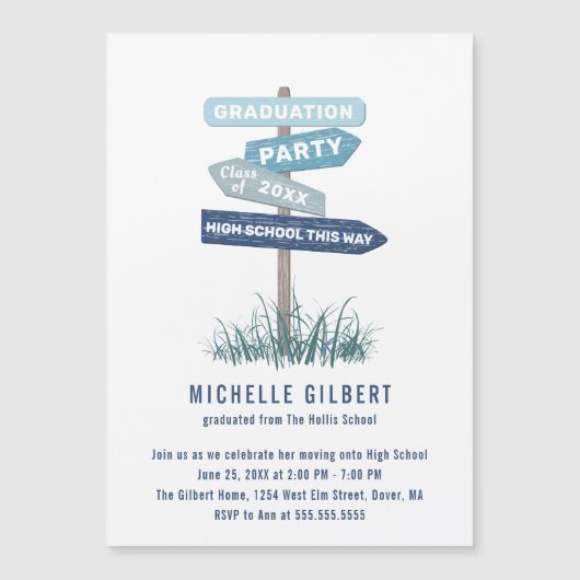 Street Sign 8th Grade Gradution Party Invitation Magnetische Uitnodiging (Voorkant)