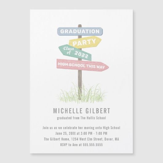 Street Sign 8th Grade Gradution Party Invitation Magnetische Uitnodiging (Voorkant)