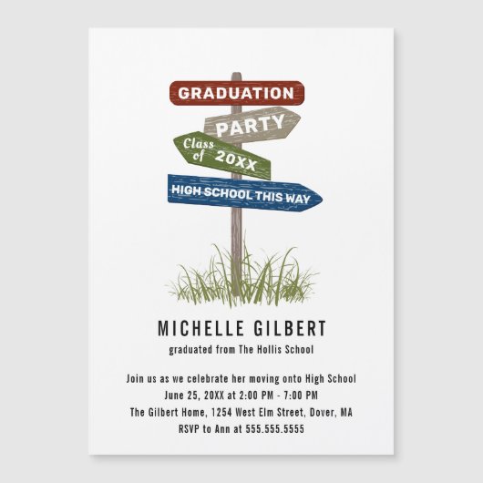 Street Sign 8th Grade Gradution Party Invitation Magnetische Uitnodiging (Voorkant)