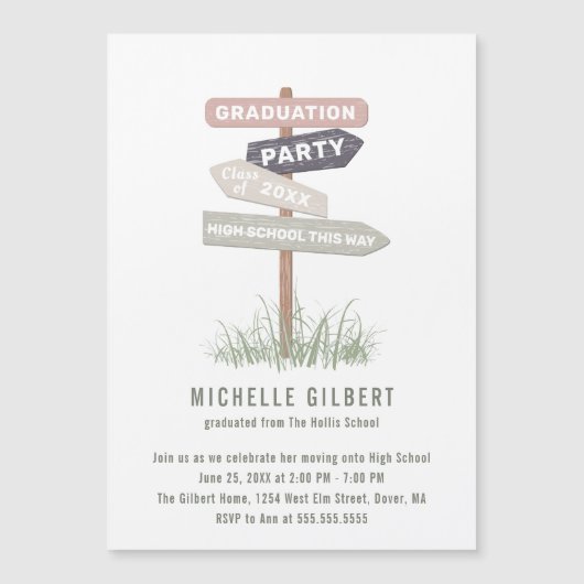 Street Sign 8th Grade Gradution Party Invitation Magnetische Uitnodiging (Voorkant)
