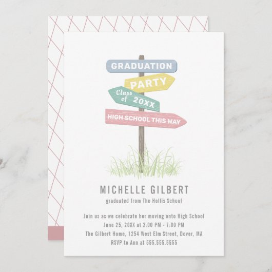 Street Sign 8th Grade Gradution Party Kaart (Voorkant / Achterkant)