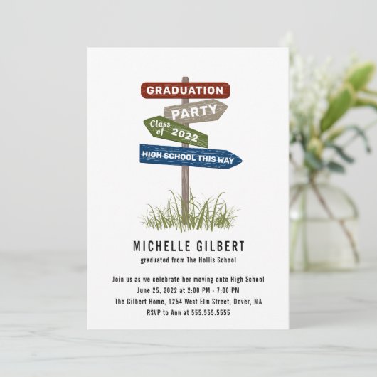 Street Sign 8th Grade Gradution Party Kaart (Staand voorkant)