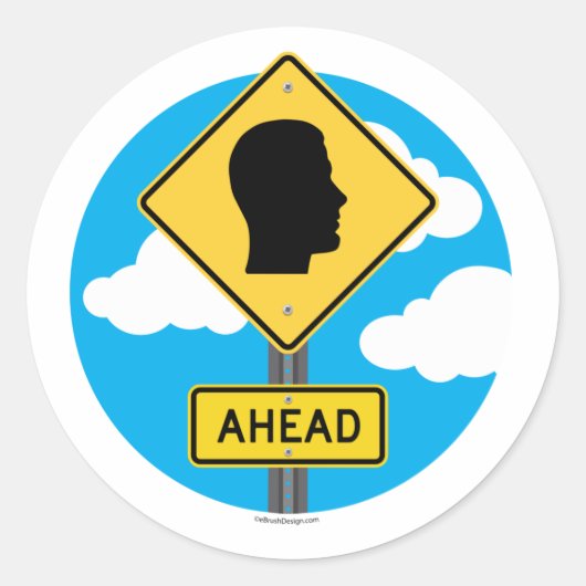 Street Sign AHEAD Ronde Sticker (Voorkant)