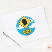 Street Sign AHEAD Ronde Sticker (Envelop)