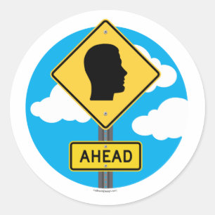 Street Sign AHEAD Ronde Sticker