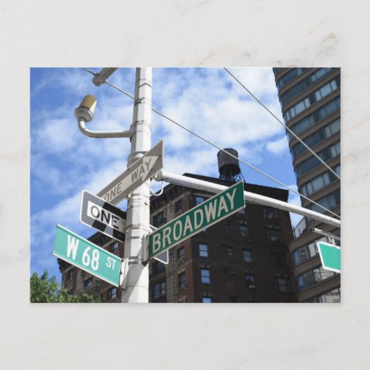 Street Sign Broadway W. 68th Upper West Side NYC Briefkaart (Voorkant)