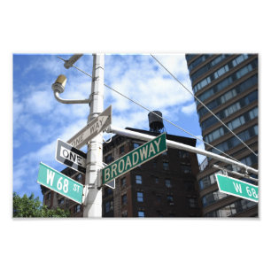 Street Sign Broadway W. 68th Upper West Side NYC Foto Afdruk