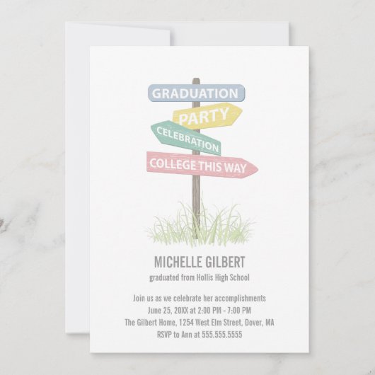 Street Sign Graduparty Kaart (Voorkant)