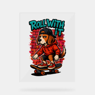 Street Style Beagle Skateboarding Graffiti Art Acryl Bord