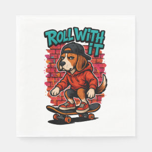 Street Style Beagle Skateboarding Graffiti Art Servet