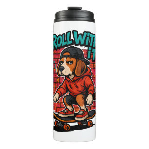 Street Style Beagle Skateboarding Graffiti Art Thermosbeker