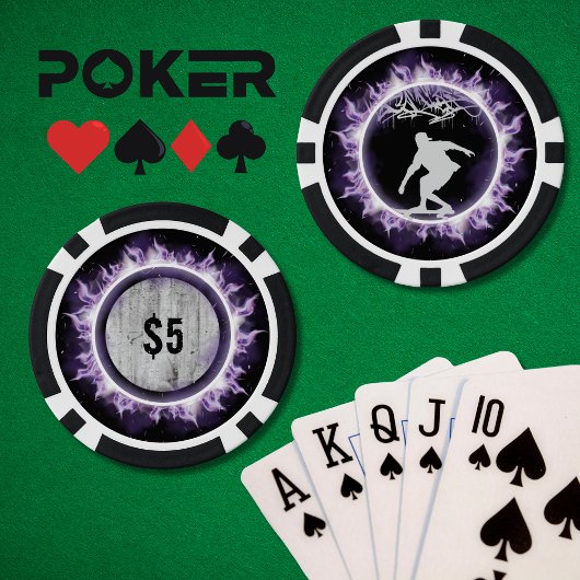 Street Style Skateboarder Paarse Poker Game Chip