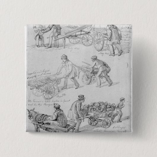 Street Traders, Londen, 1842 Vierkante Button 5,1 Cm (Voorkant)