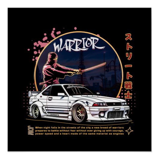 Street Warrior Samurai - Skyline Driver Perfect Poster (Voorkant)
