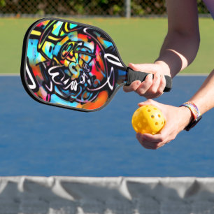 Streetart Chaos Colorful Graffiti Pickleball Paddle