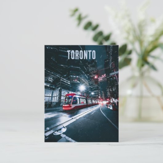 Streetcar bij nacht in Toronto Ontario Briefkaart (Staand voorkant)