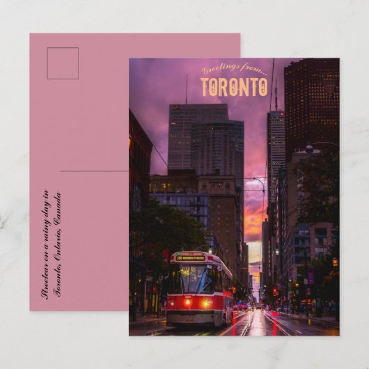 Streetcar in de regen in Toronto Ontario Briefkaart (Voorkant / Achterkant)