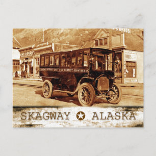 Streetcar on Broadway Ave., Skagway, Alaska Briefkaart
