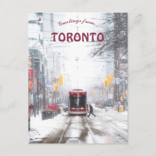Streetcar op een sneeuwdag in Toronto Ontario Briefkaart