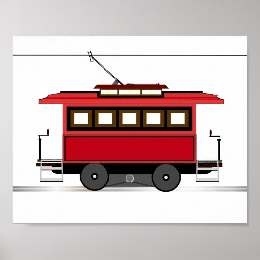 Streetcar Trolley Tram Kinder Décor Print Poster (Voorkant)