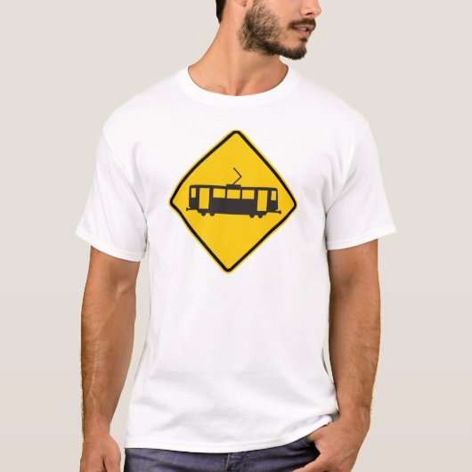 Streetcar Warning Highway Sign T-shirt (Voorkant)