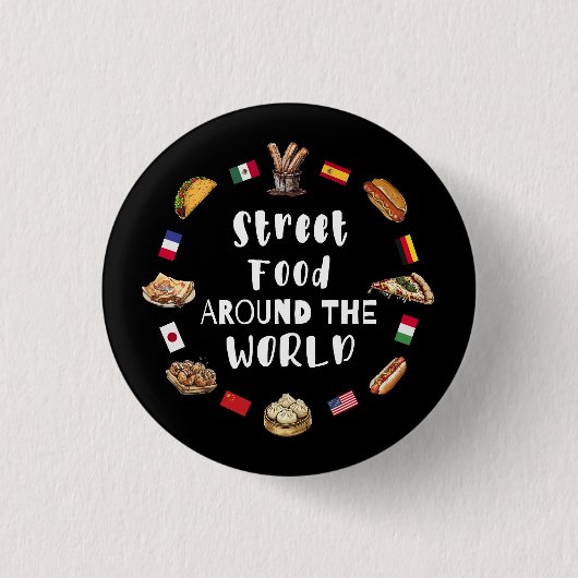 Streetfood over de hele wereld ronde button 3,2 cm (Voorkant)
