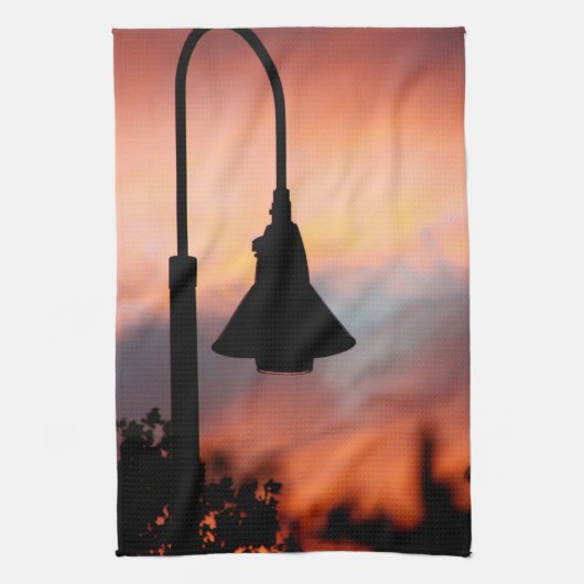 Streetlight Silhouette Sunset Twill Cotton Kitchen Theedoek (Verticaal)