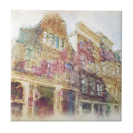 Streets van het oude Amsterdam Tegeltje (Voorkant)