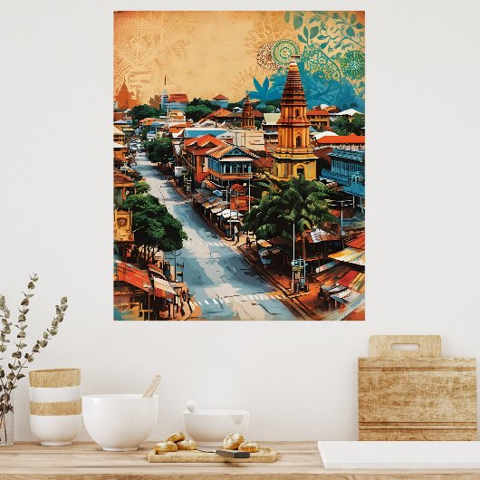 Streetscape van Sri Lanka Poster (Keuken)