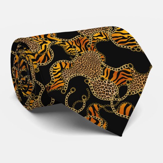Streetstyle Animal Print With Gold Chains  Stropdas (Opgerold)