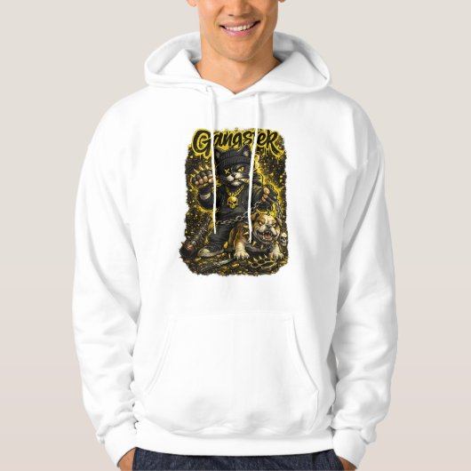 Streetwear Cat Illustration Hoodie (Voorkant)