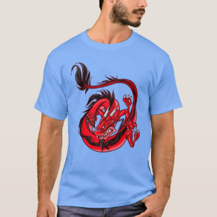 Streetwear Red en Black Dragon Tattoo op T-shirt