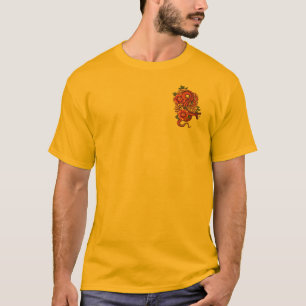 Streetwear Roze en Zwarte Bloemen op Dragon T-shirt