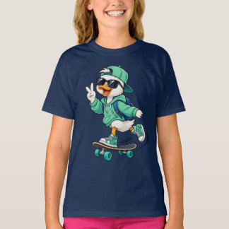 Streetwear Skater Eend Grafische T-shirt – Trendy