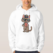 Streetwise Police Cat – 90s Cartoon Donut Cop Hoodie (Voorkant)