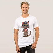 Streetwise Police Cat – 90s Cartoon Donut Cop Tri-Blend Shirt (Voorkant volledig)