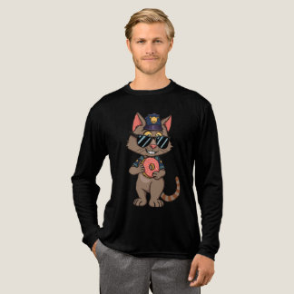 Streetwise Police Cat – 90s Cartoon Donut Cop Tri-Blend Shirt