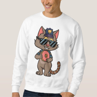Streetwise Police Cat – 90s Cartoon Donut Cop Trui