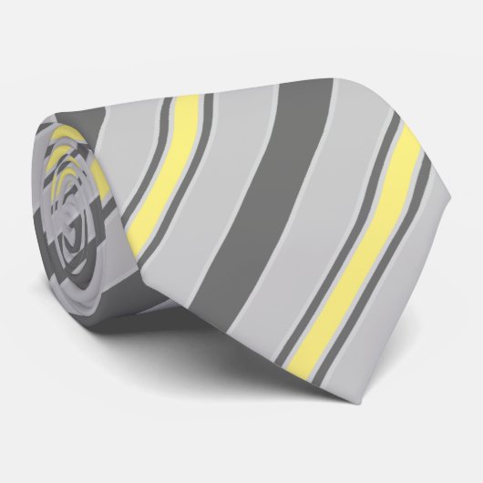 Streifen gelb grau stripes yellow grey gray stropdas (Opgerold)