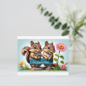 Streifenhörnchen schicken Grüße Briefkaart (Staand voorkant)