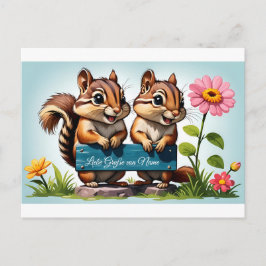 Streifenhörnchen schicken Grüße Briefkaart