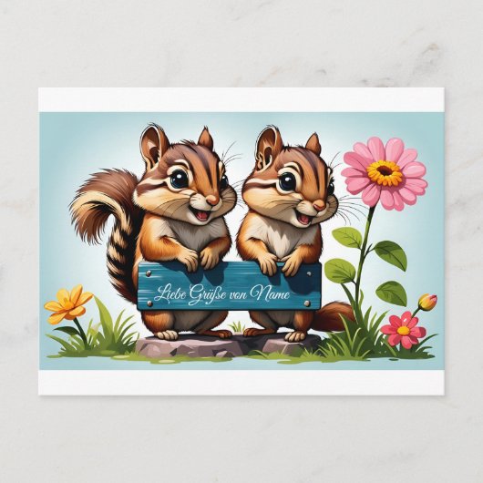 Streifenhörnchen schicken Grüße Briefkaart (Voorkant)