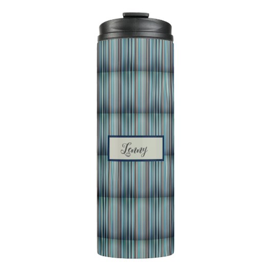 Streifenmuster blau grau thermosbeker (Voorkant)