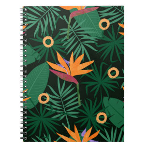 Strelitzia Flowers: Tropische  achtergrond Notitieboek